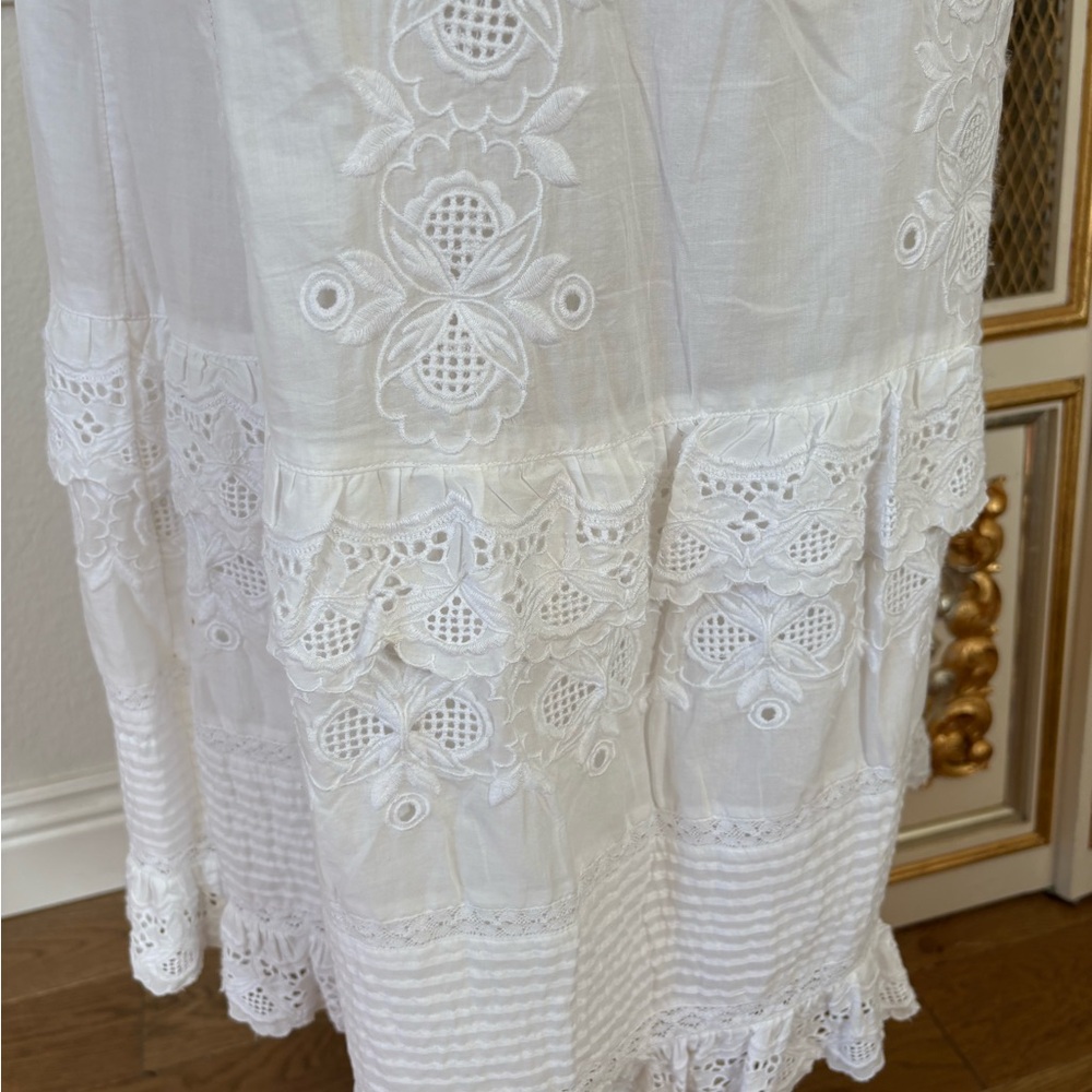 🤍 J.Crew White Eyelet Embroidered Midi Dress – Size 6 - Picture 8 of 9